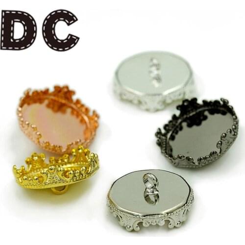 10pcs/lot Copper-Plated Button Bottom Tray Base Fit 15/20mm Round Button Cameo Settings DIY Jewelry Making Finding