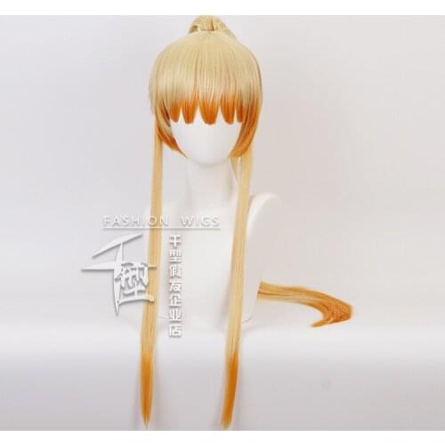 Zenitsu Agatsuma Demon Slayer Kimetsu No Yaiba long Wig Heat Resistant Hair Cosplay Costume Wig + Free Wig Cap