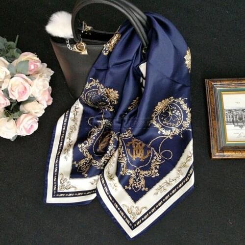 14mm Fashion women silk large square scarf Ladies wrap hijab head Wrap crepe satin neck Silk Scarf for ladies 90 cm