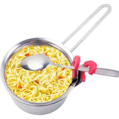 Hot Useful Spoon Pot Clips Rest Scoop Ladle Holder Handy Spatula Pot Clip Tongs Holder For Pan Spoon Kitchen Cooking Storage Too