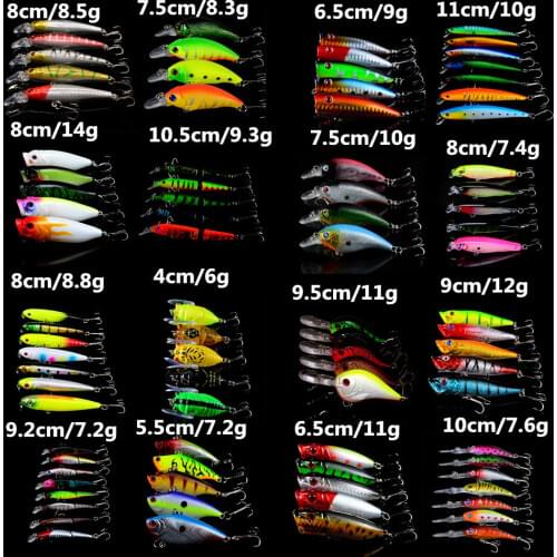 87pcs/lot Fishing Lures Mixed 16 Models Hard Baits Minnow/Crank/VIB/Pencil/Popper and Cicada bait mix Fishing Tackle Wholesale