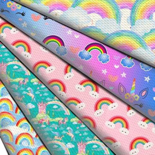 Rainbow Unicorn Printed Bullet Knitted FabricTextured Liverpool 4 Way Stretch Spandex Fabric For Baby HeadWrap Bummies Patchwork