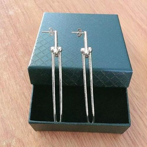 1: 1 S925 Sterling Silver Long Pattern U-Shaped Fine Workmanship Earrings Women Original Logo Hot Sell Jewelry Valentines Gift