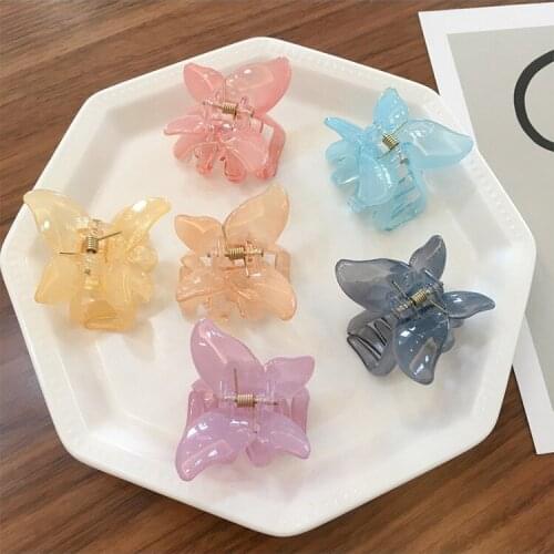 Chic Jelly Colors Butterfly Hair Clip Women Glitter Rainbow Hair Accessories Girls Hairclaw Easy Hairstyles Glam Femme Headwear