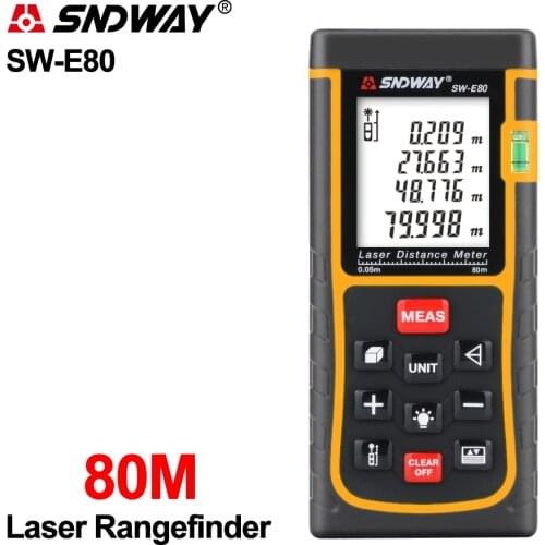SNDWAY Rangefinder Handheld Laser Measuring Distance Meter Range Finder Hand Tool Tape Trena Ruler Tester SW-E40/50/60/70/80/100