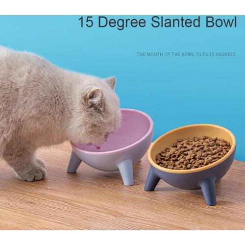 Dog Cat Bowls Pet Food Water Bowl Raised Height 15 Degree Tilt Protect Neck, Cute Pet Dishes for Cats, Puppy, Small Dogs