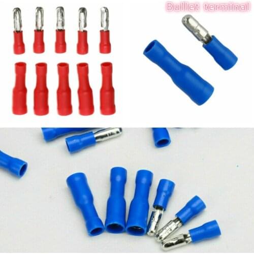 Hot sale male + female plug-in connector bullet crimp terminal wiring insulation Bullet terminal red/blue/50 sets each