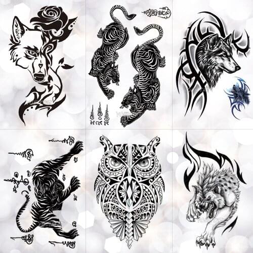 Thailand Thorn Tiger Totem Waterproof Temporary Tattoo Sticker Courage Authority Maori Flash Tattoos Body Art Arm Fake Tatoo Men