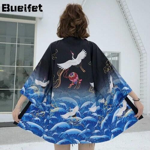 Traditional Japanese Kimonos Women Yukata Kimono Obi Fashion Sunscreen Thin Loose Cardigan Samurai Costume Harajuku Clothing