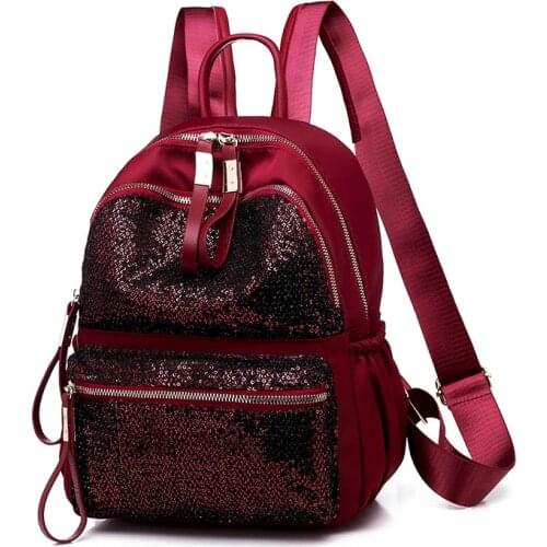 TTOU Casual Oxford Backpack Women Black Sequins Nylon School Bags for Teenage Girls High Quality Fashion Travel Tote Backpack
