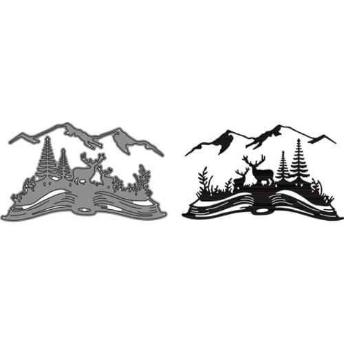 Cutting Dies Elk Under The Snow Mountain Tree For DIY Scrapbooking Embossing Album Paper Cards Dies 2021New