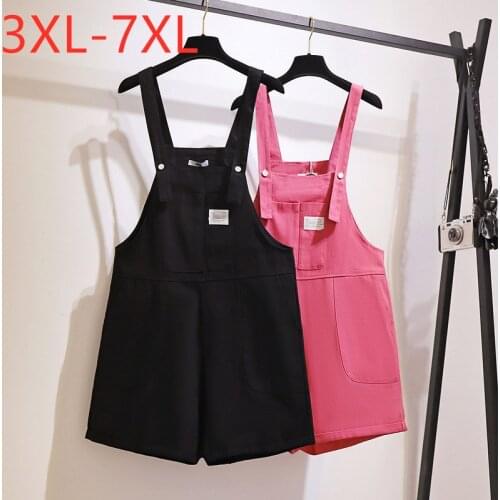 New 2021 Ladies Spring Summer Plus Size Jumpsuits For Women Large Casual Cotton Black Red Pocket Jumpsuits 3XL 4XL 5XL 6XL 7XL