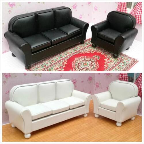 1:12 Dollhouse Furniture toy for dolls miniature sofa simulation soft three sofa Furniture Kids Children pretend Play Toys gifts