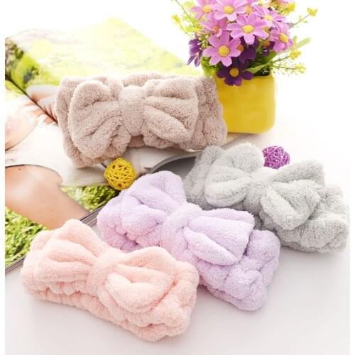 1pc Flannel Bowknot Hair Band Elastic Washing Face Shower SPA Makeup Headband Soft Hiar Styling Accessories Makeup Tools