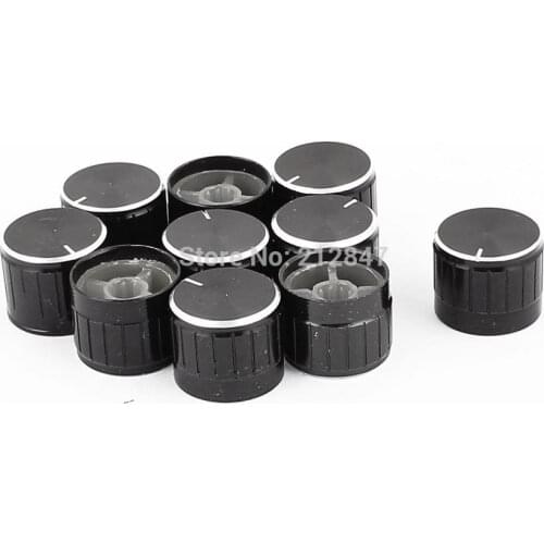10 Pcs 21mm x 6mm Aluminium Alloy Potentiometer Control Knob Mini Cap Knurled Button Black