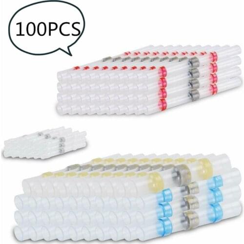 100PCS Waterproof Soldering Sleeve Heat Shrink Butt Terminals Electrical Cable Wire Insulated Connectors Kit Assortment