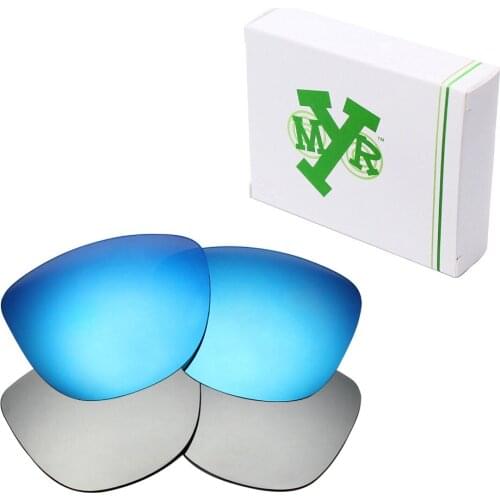2 Pairs Mryok Anti-Scratch POLARIZED Replacement Lenses for Oakley Frogskins Sunglasses Ice Blue & Silver Titanium