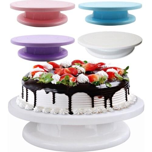 28cm Kitchen Cake Decorating Icing Rotating Turntable Cake Stand White Plastic Fondant Baking Tool DIY Platform Cupcake