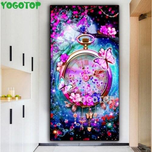5D DIY Diamond Painting Dream clock butterfly red Flowers abstract cross stitch mosaic square round diamond embroidery YY4839