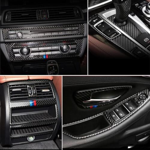 Accessories For BMW 5 Series F10 F18 Carbon Fiber Car Inner Gearshift Air Conditioning CD Panel Door Armrest Cover Trim Sticker