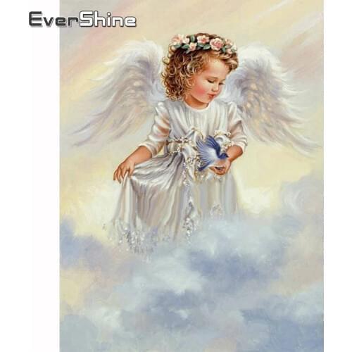 Evershine 5D Diamond Painting Angel Diamond Embroidery Full Display Portrait Rhinestones Diamond Mosaic Crystal Cross Stitch Kit