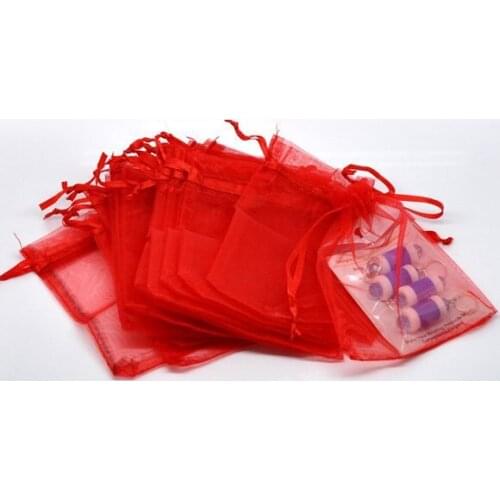 Free shiipng!!!!500pcs/lot Red Organza Wedding Gift Bags&Pouches 12x9cm