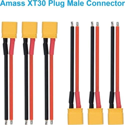 BETAFPV 6pcs Amass XT30 Plug Connector Male 68mm 18AWG Silicone Cable on 2S LiPo Battery for 2S FPV Quadcopter Like Beta75X