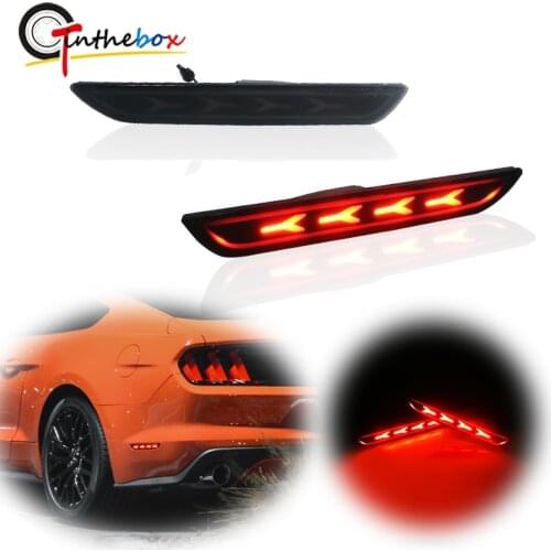 Smoked Lens Red LED 3D Fish Born Design Rear Bumper Side Marker Lights For 2010-2018 Ford Mustang Fender Side Marker Lights 12V