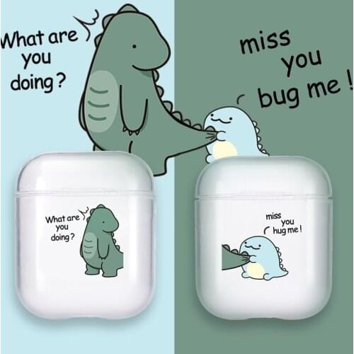 For Airpods Case Cute Cartoon Dinosaur Couple Airpod Case TPU Cover Compatible with AirPods 1/2 Wireless Charging Case Cute