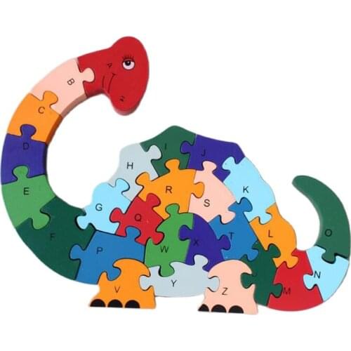 Dinosaur Wooden Puzzle Cartoon Animals Letters Numbers Educational Early Learning Toys for Kids Children