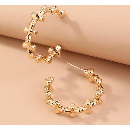 Hyperbole Korean Fashion C-cross Hoop Earrings Dangle Trendy Luxury Jewelry For Women Charm Metal Round Punk Ear Stud Party Gift