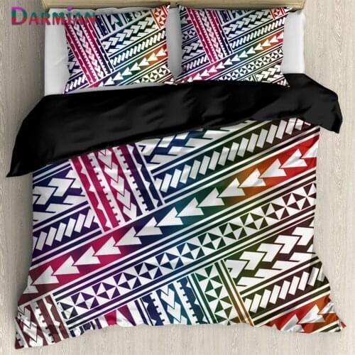 DARMIAN Polynesian Traditional Tribal Pattern Pillowcase and Duvet Cover Set Comfort Soft Quilt Cover Premium Home Bedding Set