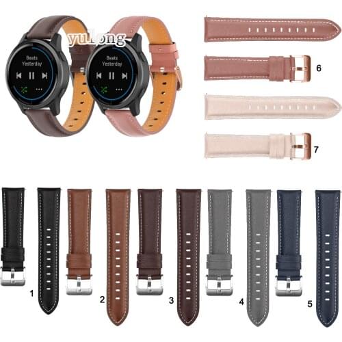 22mm Leather Watch Band Strap for Garmin Active Smart Watch Replacement Fashion Wrist bands bracelet For Vivoactive4