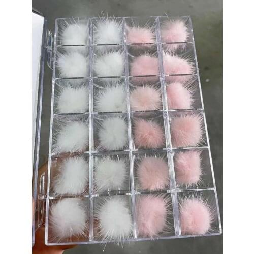 Magnetic Nail Pom Poms | 24 Piece Case | 12 Pairs Pink Glitter Glass w Removable PomPom