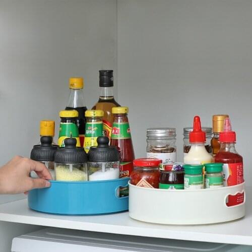 Multi-Function 360 Rotating Tray Kitchen Organizer Cosmetics Organizer Snack Tray Non Slip Bathroom Dried Storage Plate