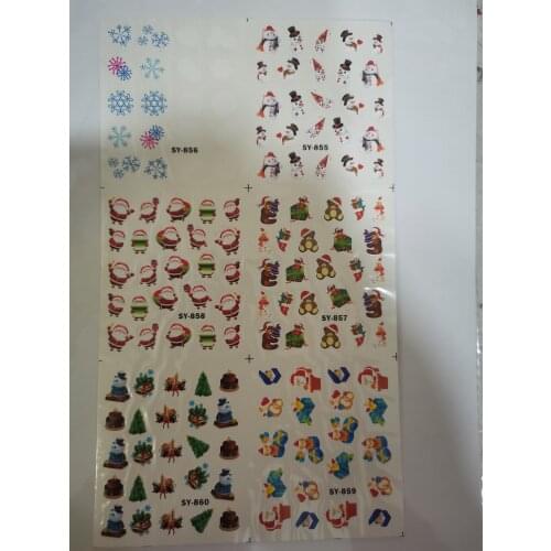 6 PACK/ LOT GLITTER WATER DECAL NAIL ART NAIL STICKER Xmas Christmas Santa Clause Deer SY855-860