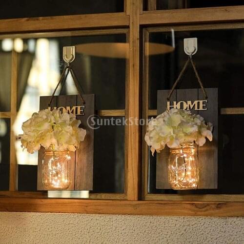 2x Rustic LED Wall Sconce Mason Jar Light Porch Pergola Lamp Decorative