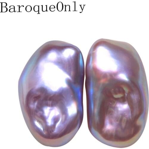 Baroqueonly freshwater irregular pair beads square shape natural purple Metallic color for DIY ear stud drop earrings making BQA