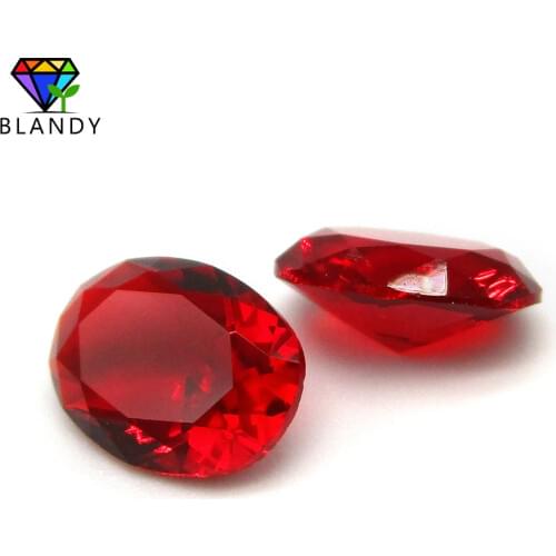 Wholesale Price 2x3~13x18mm Red Color Oval Shape Loose Glass Gems Stone Synthetic Glass Beads For Jewelry