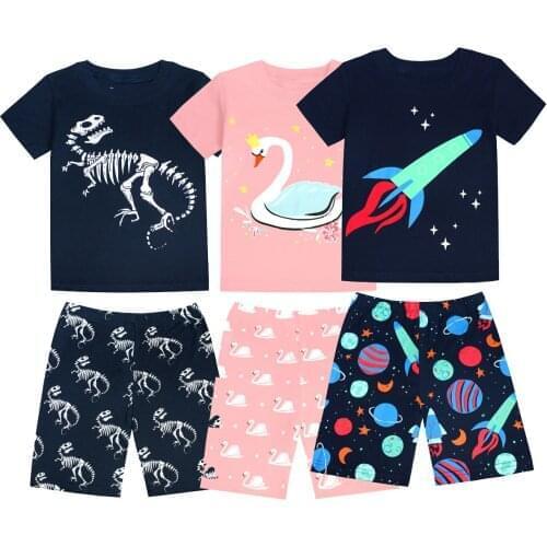 Brand New Summer Boys Short Sleeve Pajamas Children Cotton Pyjamas Kids Clothing Sets Roupas Infantis Menina Pyjamas Kids Pijama