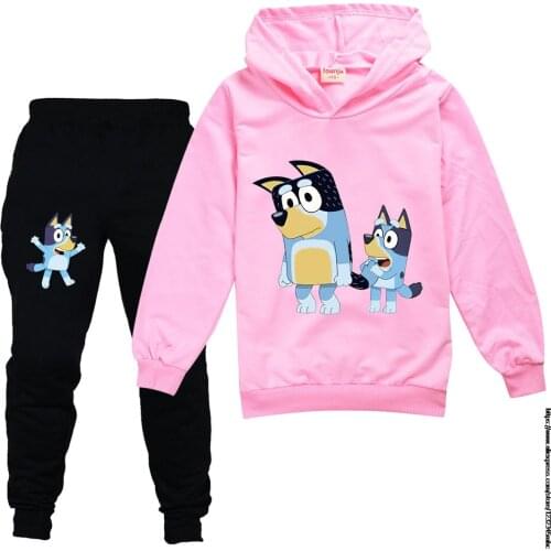 Baby Girls bingo bluey Clothing Set Children Suit Girls Tracksuits Kids Cartoon Sport Suits Hoodies Top +Pants 2Pcs Set 3-15Yrs