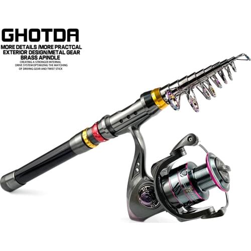 Portable Travel Fishing Spinning Fishing Rod Combo 1.8-3.6m Telescopic Fishing Rod and 13BB Fishing Reel Wheel Pesca