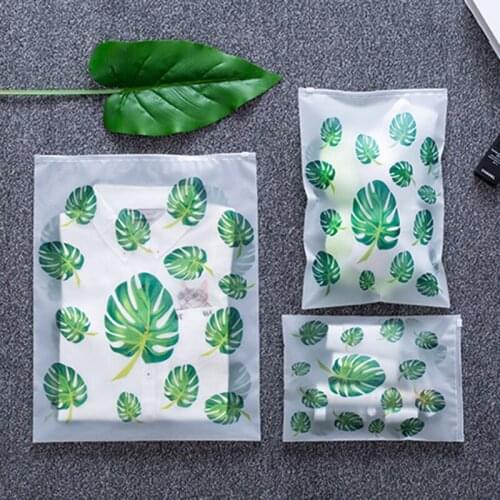 10pc Leaf Print Transparent Travel Storage Bag Waterproof Sealed Bag Travel Luggage Clothes Sorting Bag Storage Bag Home Clothes