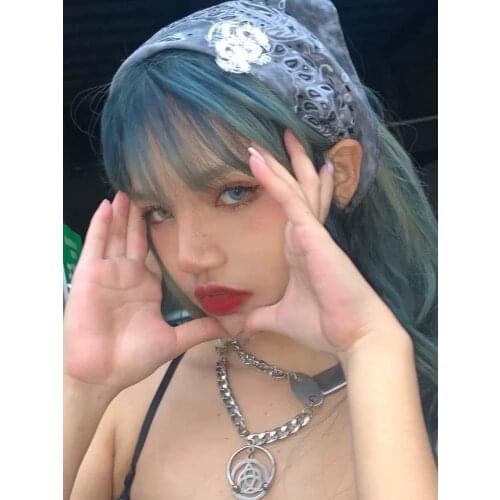 Ruibbit New Arrival Hot Girl Punk Gothic Japanese Harajuku Gry Print Scarf Headscarf