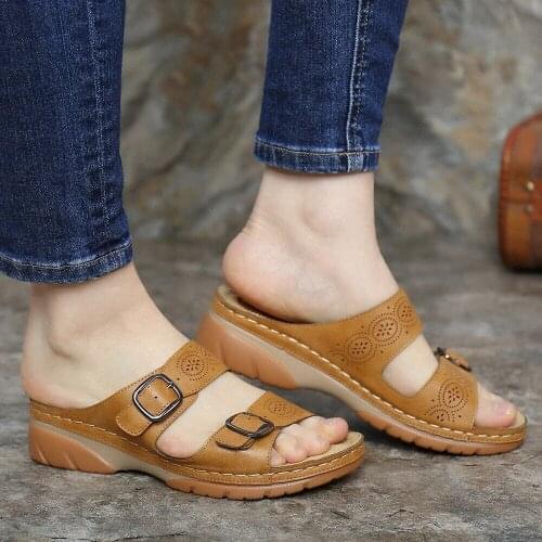 Summer Women Slippers Gladiator Flower Shoes Wedges Platform Flip Flops Beach Mules Ladies Slides Party Sandals Zapatos De Mujer