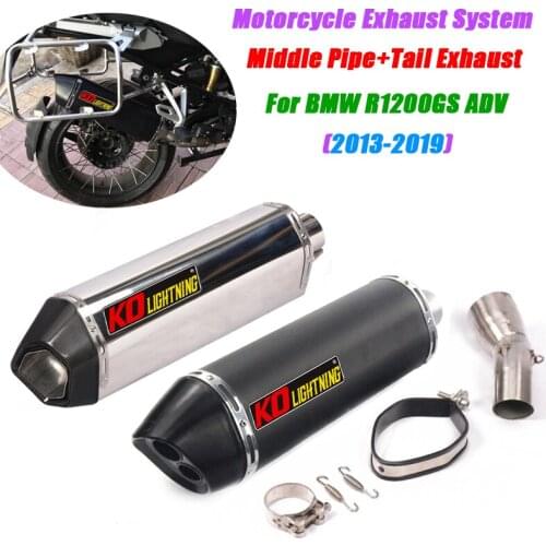 Silp on for BMW R1200GS ADV 2013-2019 Motorcycle Middle Link Pipe Tail Exhaust Muffler Pipe System Non-destructive installation