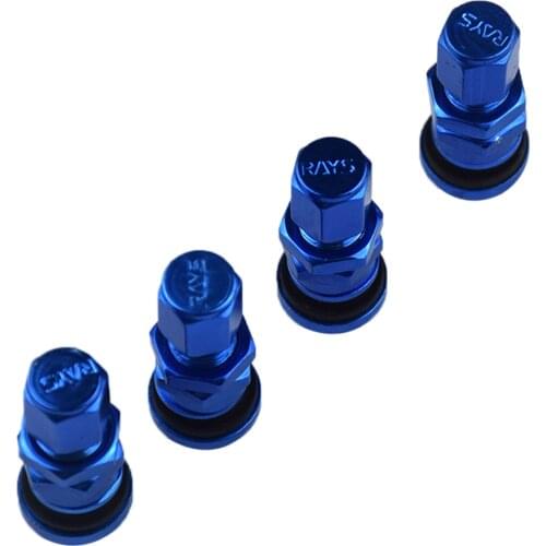 Blue Tubeless Adapter In Wheel Rim Tire Valve Stem Cap Cover 4 Pcs for Car