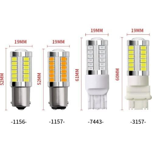 20pcs/lot 12V 33SMD 1156 1157 7443 3157 car brake stop light led car-reverse-light white amber red turn signal light