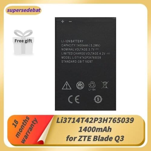 Supersedeba Li3714T42P3H765039 Battery for ZTE Blade A3 Q3 T230 AF3 T220 T221 A5 AF5 A5 Pro Bateria Mobile Phone Accessories