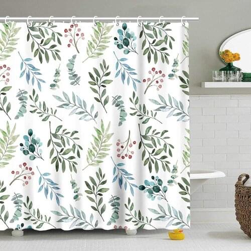 Fabric Shower Curtain Curtains with Hooks Green Leaves Floral Botanical Artistic Botany Bouquet Branch 72"X72" Waterp